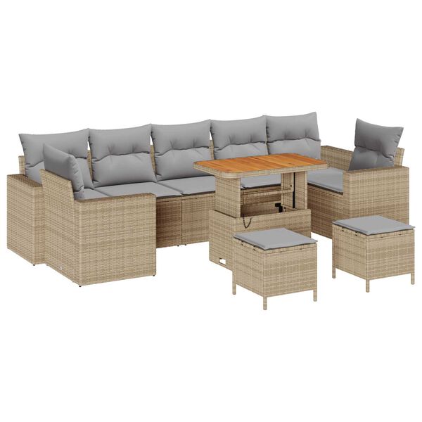 vidaXL Tuin Sofa Set met kussen met opslag 10 pcs beige en lichtgrijs