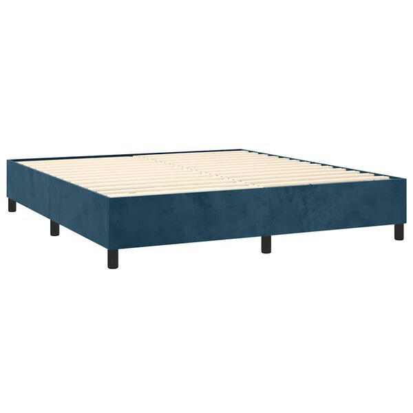 vidaXL Boxspring met matras fluweel donkerblauw 180x200 cm