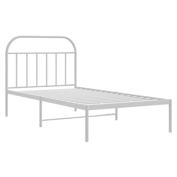 vidaXL Bedframe met hoofdbord metaal wit 107x203 cm