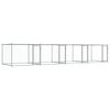 vidaXL Hondenhok met deuren 8x2x1,5 m gegalvaniseerd staal grijs