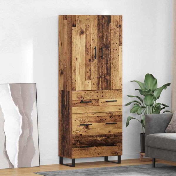 vidaXL Hoge kast met lade 2 pcs Oud Hout 69,5 x 34 x 180 cm