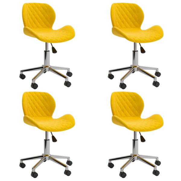 vidaXL Eetkamerstoelen draaibaar 4 st fluweel geel