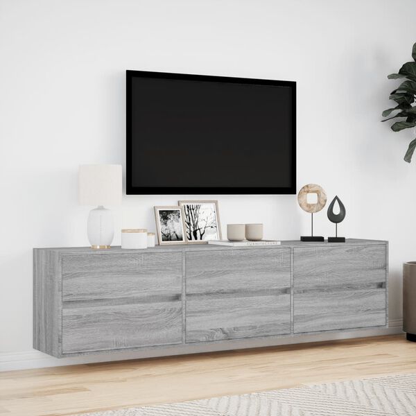 vidaXL Tv-wandmeubel met LED-verlichting 180x31x45 cm grijs sonoma