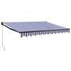 vidaXL Luifel uittrekbaar 3,5x2,5 m stof en aluminium blauw en wit
