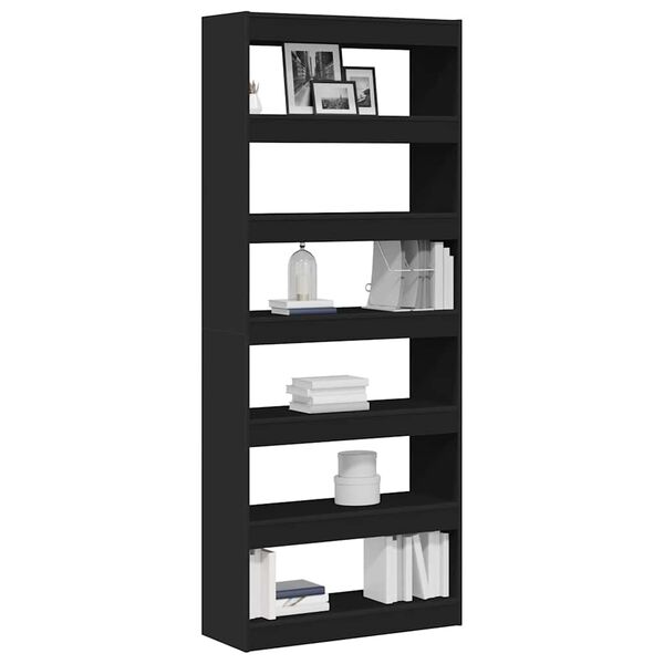 vidaXL Boekenkast met plank Zwart 80 x 30 x 198 cm Bewerkt hout