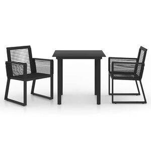 vidaXL 3-delige Tuinset PVC-rattan zwart