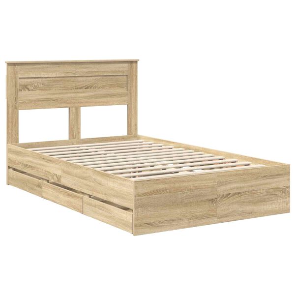 vidaXL Bedframe met lade Sonoma Eiken 120 x 200 cm Ingenieurshout