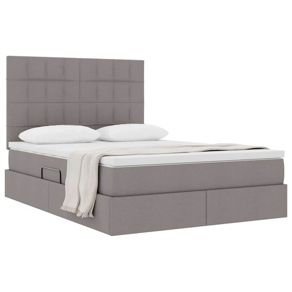 vidaXL Opslag bed met matras met matras Taupe 140 x 190 cm Polyester