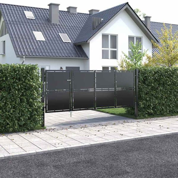 vidaXL Tuinpoort staal 350x125 cm antraciet