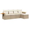 vidaXL 5-delige Loungeset met kussens poly rattan beige