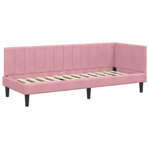vidaXL Hoekbedframe met hoofdeinde Roze 80 cm x 200 cm Fluweel