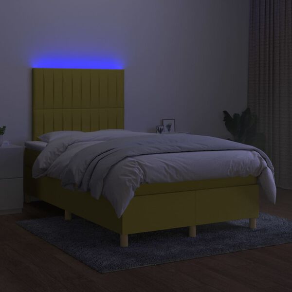 vidaXL Boxspring met matras en LED stof groen 120x200 cm