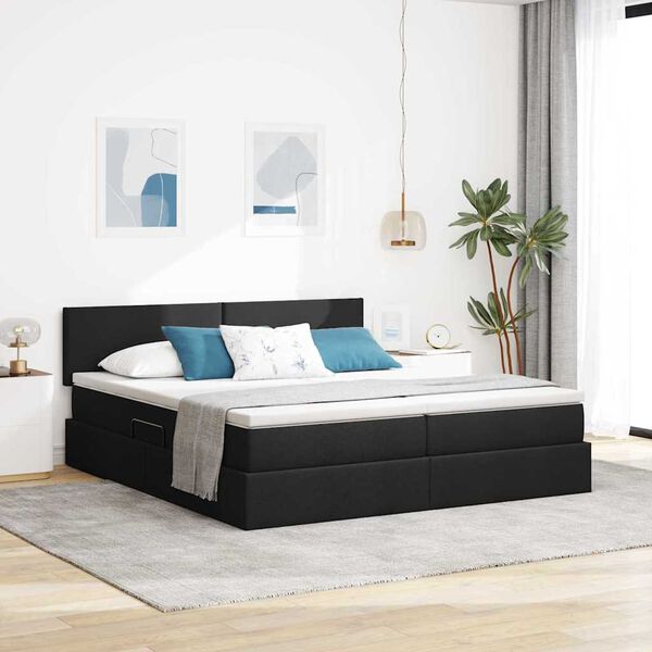 vidaXL Opslag bed met matras met opslag Zwart 180 x 200 cm Nep Leer
