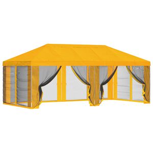 vidaXL Gazebo Hoes met Zijwanden Geel 600,5 x 300,5 cm Polyester