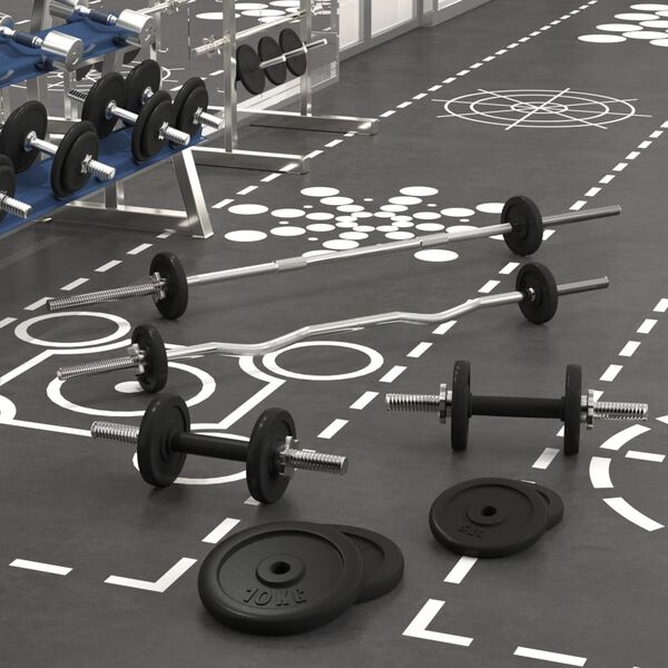 vidaXL Halterset met gewichten 60 kg gietijzer