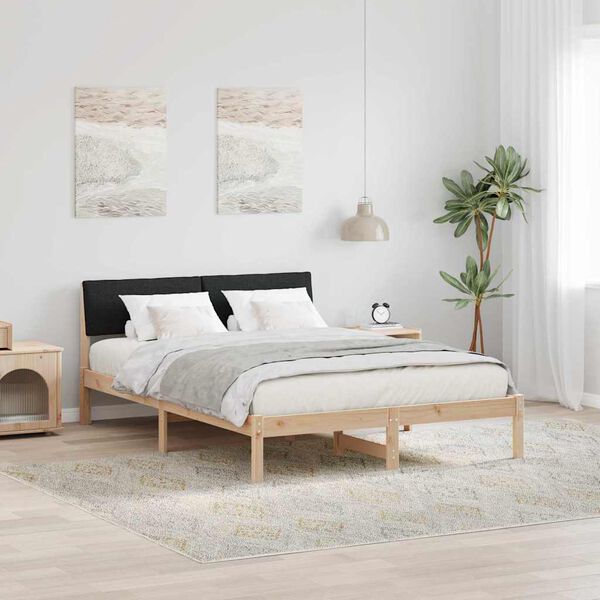 vidaXL Bedframe Bruin en zwart 135 x 190 cm Massief grenenhout