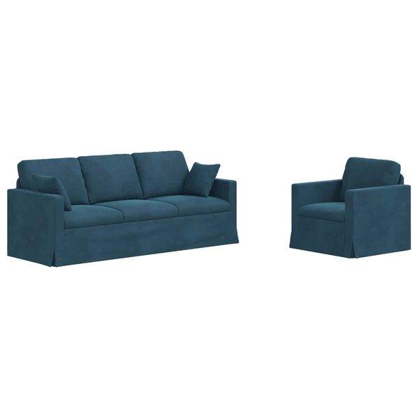 vidaXL Bank 2 pcs Blauw 198 x 78 x 80 cm Fluweel