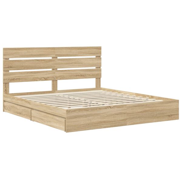vidaXL Opslag bed met lade Sonoma Eiken 180 x 200 cm Bewerkt hout