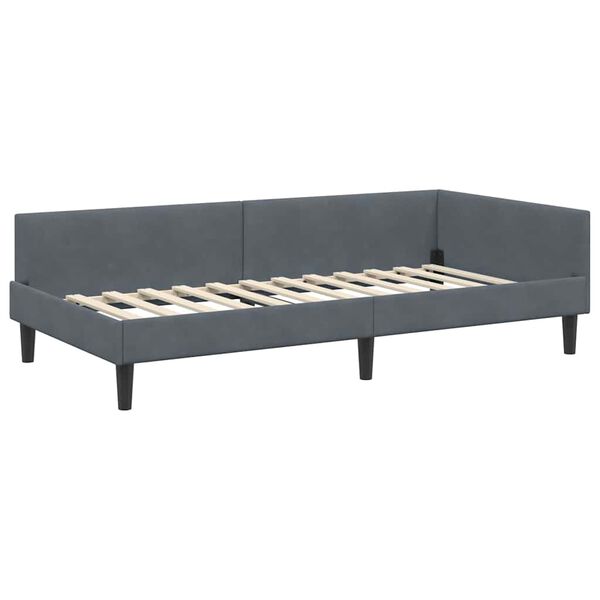 vidaXL Hoekbedframe met hoofdeinde Donkergrijs 90 cm x 190 cm Fluweel