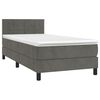 vidaXL Boxspring met matras en LED fluweel donkergrijs 90x190 cm