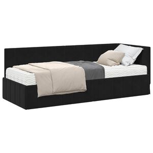 vidaXL Hoekbedframe met Matras 2 st Zwart 80 x 200 cm Fluweel