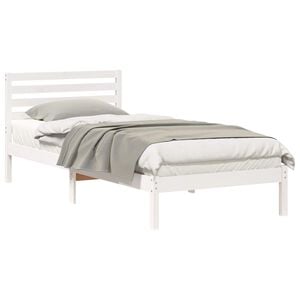 vidaXL Bedframe met hoofdeinde Wit 90 x 220 cm Massief grenenhout