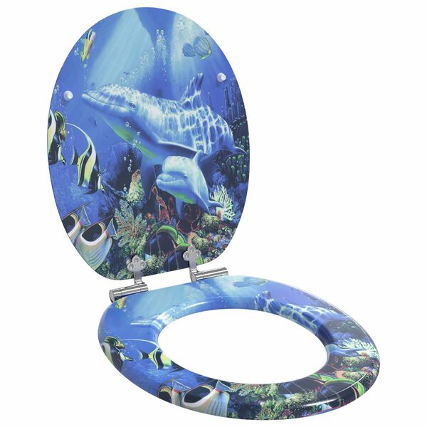 vidaXL Toiletbril 2 pcs Blauw 44 x 38 cm MDF-plaat