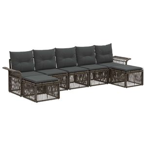 vidaXL Tuinbankenset 7 st Grijs poly rattan
