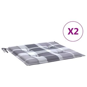 vidaXL Tuinstoelkussens 2 st 50x50x4 cm oxford stof ruitpatroon grijs