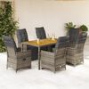 vidaXL 7-delige Bistroset met kussens poly rattan grijs