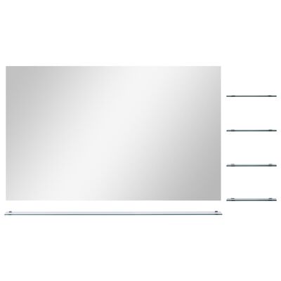 vidaXL Wandspiegel met schap 100x60 cm gehard glas