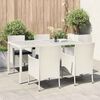 vidaXL 5-delige Tuinset met kussens poly rattan wit