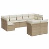 vidaXL 9-delige Loungeset met kussens poly rattan beige