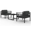 vidaXL 3-delige Loungeset met kussens aluminium antracietkleurig