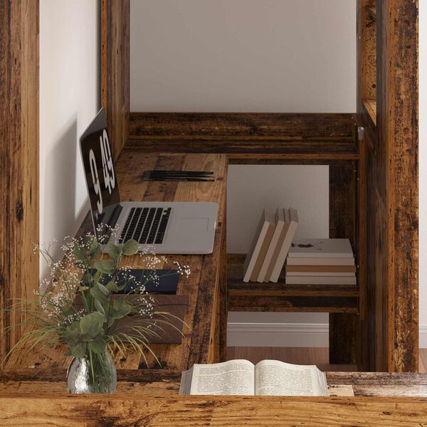 vidaXL Loft Bedframe met Bureau Oudhout 75 x 190 cm Bewerkt hout