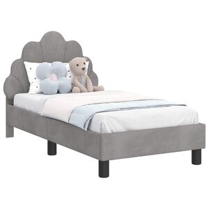 vidaXL Peuterbedframe met hoofdbord Lichtgrijs 70 x 140 cm Fluweel