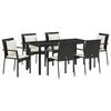 vidaXL Tuin eettafelset 7 st Zwart poly rattan