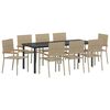 vidaXL Tuin eettafelset 9 st Beige poly rattan