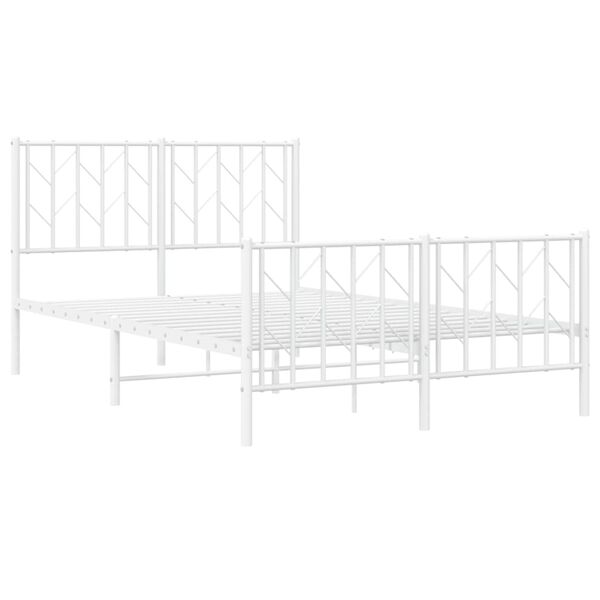 vidaXL Bedframe met hoofd- en voeteneinde metaal wit 120x200 cm