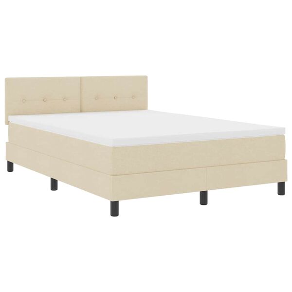 vidaXL Boxspringbed met matras met hoofdeinde Cr&egrave;me 140 x 190 cm Stof