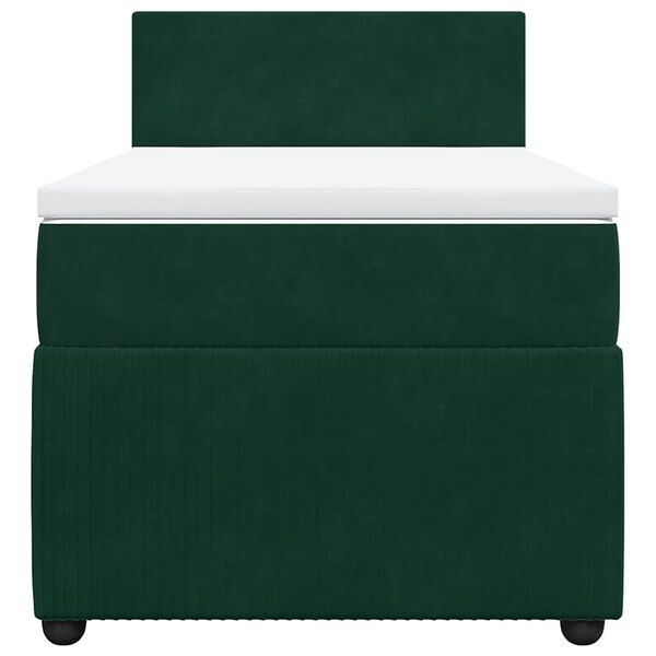 vidaXL Boxspring met matras fluweel donkergroen 100x200 cm