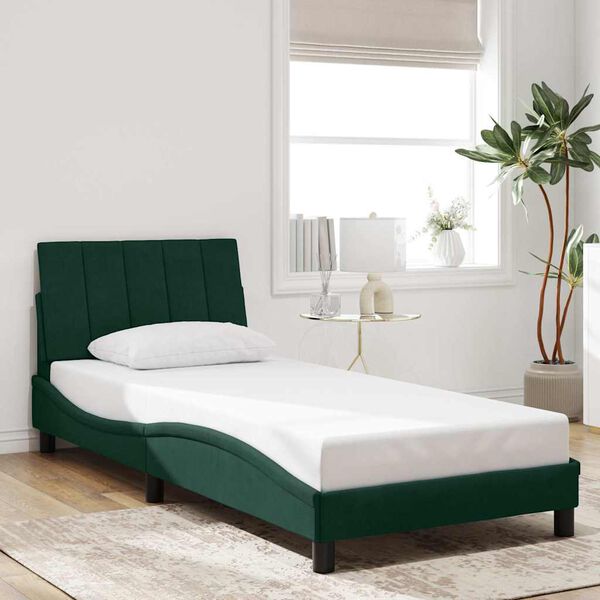 vidaXL Bedframe zonder matras "Hanko" 90x190 cm fluweel donkergroen