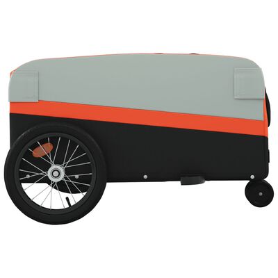 vidaXL Fietstrailer 45 kg ijzer zwart en oranje