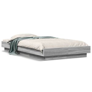 vidaXL Bedframe bewerkt hout grijs sonoma eikenkleurig 90x190 cm