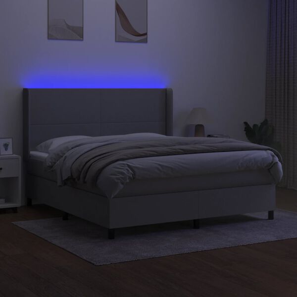 vidaXL Boxspring met matras en LED stof lichtgrijs 160x200 cm