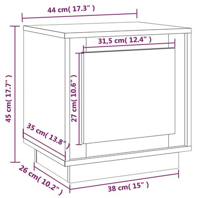 vidaXL Nachtkastje 44x35x45 cm bewerkt hout hoogglans wit