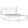 vidaXL Bedframe met hoofdbord metaal wit 150x200 cm
