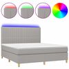 vidaXL Boxspring met matras en LED stof lichtgrijs 180x200 cm