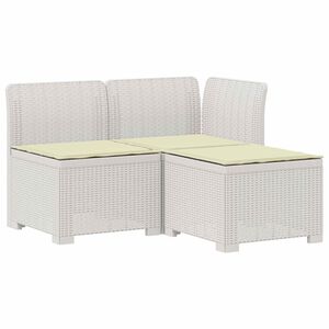 vidaXL 3-zits tuinbank met kussens in rattanlook PP Wit