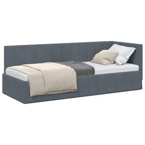vidaXL Hoekbedframe met hoofdeinde Donkergrijs 80 cm x 200 cm Fluweel